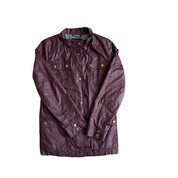BANANA REPUBLIC Womens Utility Jacket Size M Waxed Coated Canvas Burgundy VTG - Picture 4 of 16
